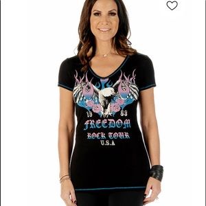 Liberty wear Blue pink Flames biker Western